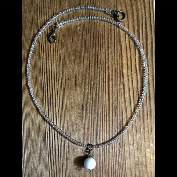 Crystal Clear Beaded Ladies Necklace, Handmade Ladies Necklace,  Beaded Necklace - Picture 4 of 4